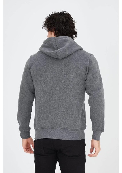 Unisex Tam Fermuarlı Kapşonlu Sweatshirt - Füme fiyatları