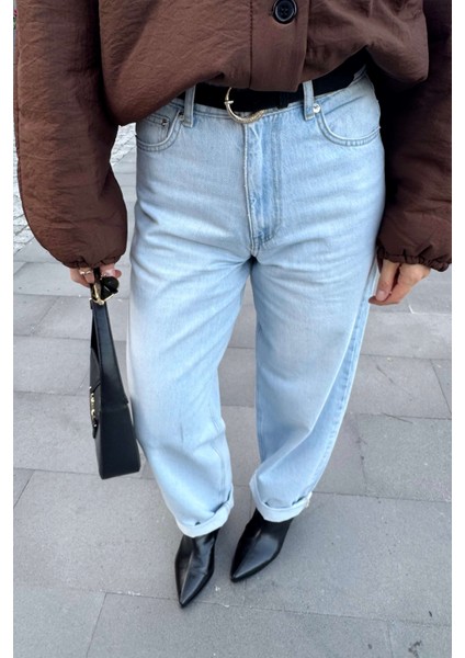 Buz Mavisi Yüksek Bel Premium Balon Jean