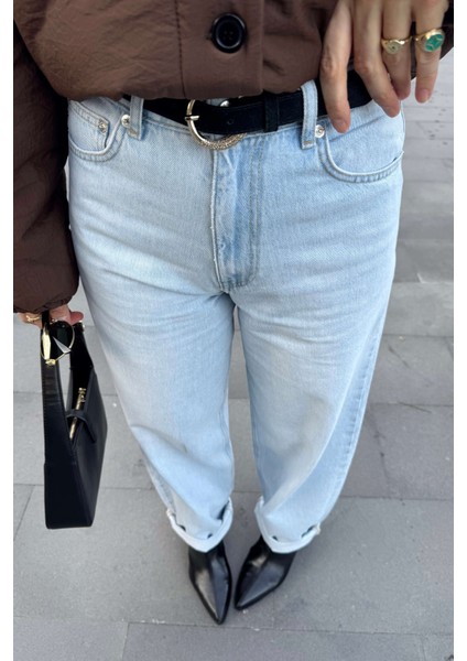 Buz Mavisi Yüksek Bel Premium Balon Jean modelleri