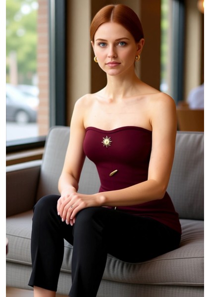 Kadın Vücuda Oturan Straplez Ottoman Örme Bluz Düğme Detaylı Esnek Yapı Kaliteli Şık Rahat fiyatları