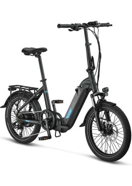 Kronos Elektrikli Katlanır Bisiklet 390H Hyd 20 Jant 7 Vites Mat Siyah Mavi