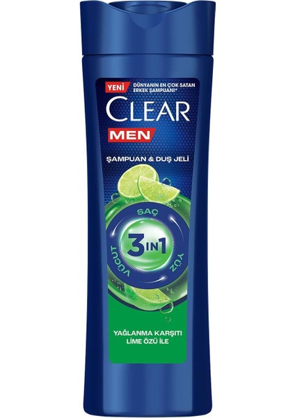 Clear Men 3in1 Şampuan & Duş Jeli Yağlanma Karşıtı Lime Özü 350 ml fiyatları