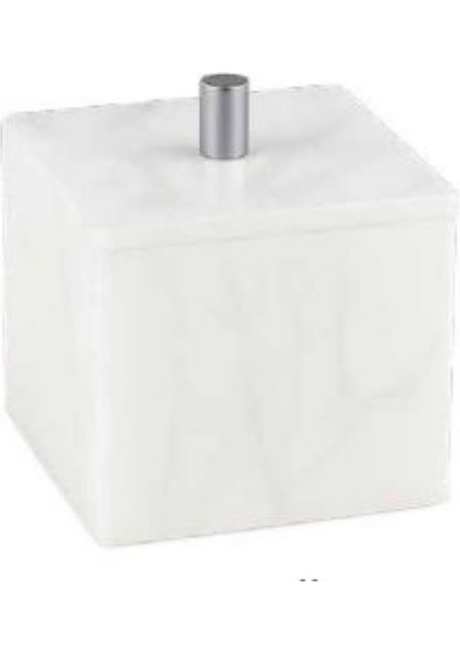 Baster Square Pamukluk, Tezgah Üstü, 10X11X10CM - Doğaltaş/krom