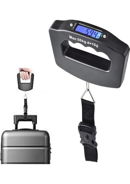Elektronik El Tartısı Bavul Terazisi Pazar Tartısı Max 50 kg Ölçer Kg/gr Seyehat