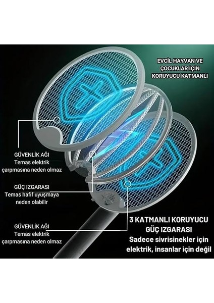 Katlanabilir Şarjlı 12000MAH 300V 5 Katmanlı Uv Işıklı Elektrikli Sivrisinek Öldürücü Raket Sinek Öldürücü Sineksavar modelleri