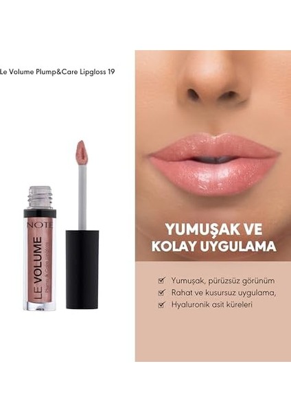 Note Le Volume Plump & Care Lipgloss 19 Secret Kiss Dudak Parlatıcısı, Pembe