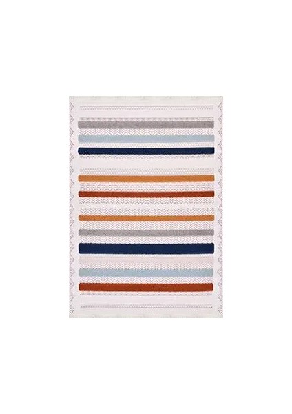 Iscar Çizgili Multi Polyester Pamuk Tabanlı Makine Halısı