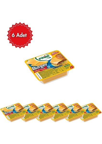 Dilimli Burger Peyniri 200 gr x 6 Adet – Tam Yağlı, Mükemmel Erime Kıvamı, Pratik Kullanım