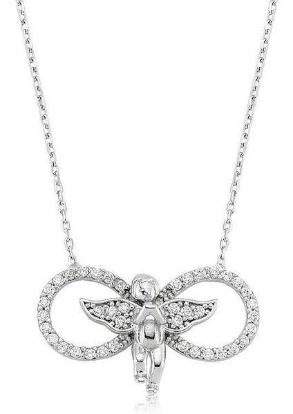 Gümüş Sonsuzluk Melek Bayan Kolye