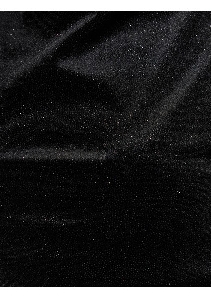 Kolsuz Yuvarlak Yaka Simli Uzun Kadife Elbise