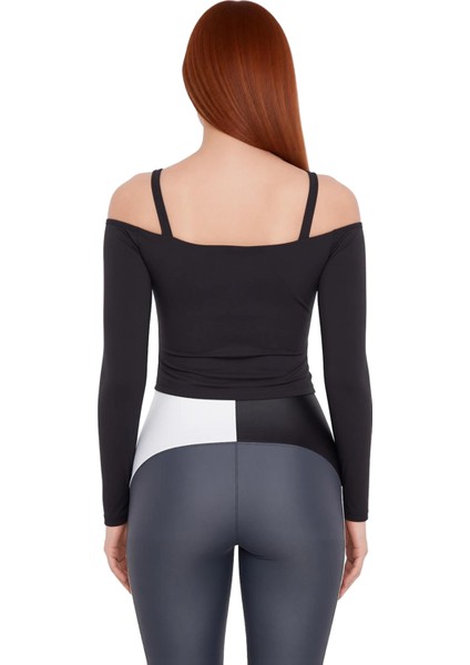 Kadın Spor Üst Askı Detaylı Fırçalı Kumaş Iç Pedli Carmen Yaka Uzun Kollu Kaliteli Şık Rahat modelleri