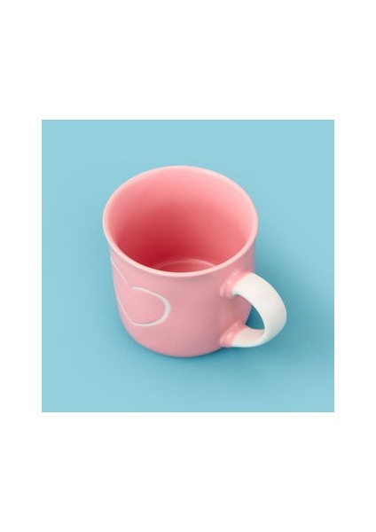 Houseware Kalp Desenli Porselen Kupa - Pembe / Beyaz - 320 ml modelleri
