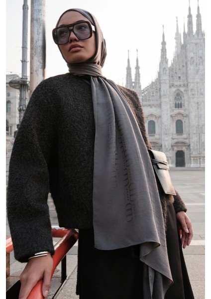 Luxe Desen Liora Pamuk Şal Antrasit