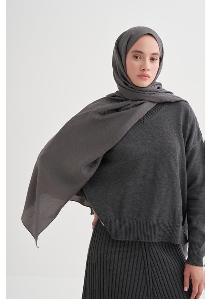 Luxe Desen Liora Pamuk Şal Antrasit modelleri