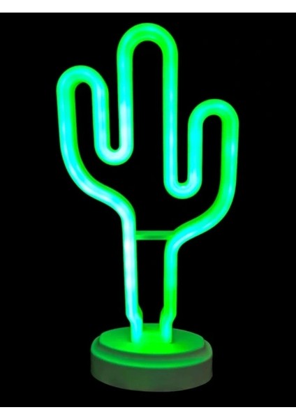 Buğz Neon Işıklı Kaktüs Masa Gece Lambası