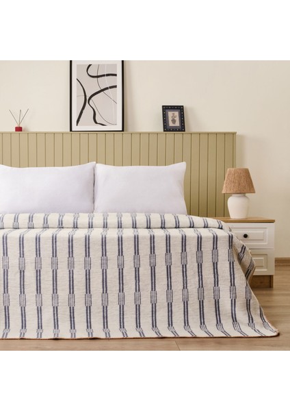 Soft Mavruz Pamuklu Çift Kişilik Battaniye - Mavi - 200X220 cm fiyatları