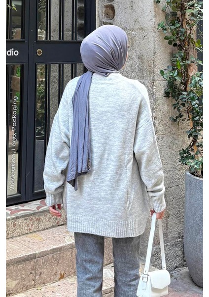 Salaş Dokulu Kazak Gri fırsatları