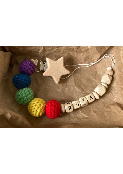 Isimli Emzik Zinciri Doğal Ahşap Emzik Askısı Doğal Emzik Klipsi