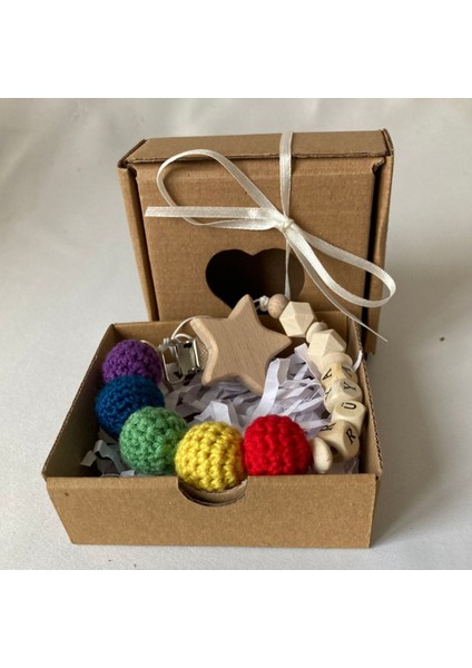 Isimli Emzik Zinciri Doğal Ahşap Emzik Askısı Doğal Emzik Klipsi