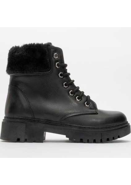 Siyah Kürklü Kaliteli Su Geçirmez Kışlık Kadın Bot