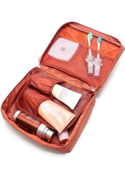 Ecoform Su Geçirmez Organizer Seyahat Kozmetik Makyaj Çantası Turuncu