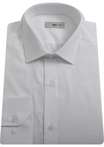 Beyaz Comfort Fit Uzun Kol Gömlek