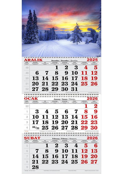 2026 Yılı Gemici Takvimi- Karlı Dağda Gün Batımı Manzarası