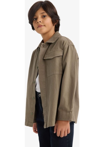 Erkek Çocuk Oversize Geniş Kalıp Polo Yaka Uzun Kollu Gömlek G3621A825AU modelleri