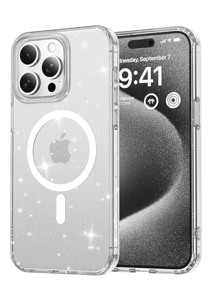 14 Pro Için Magshine Serisi Magsafe ile Uyumlu Göz Alıcı ve Şık Simli Arka Tasarım Yüksek Kalite Materyal Premium Hybrid Kılıf Kapak (Şeffaf, 14 Pro) fiyatları