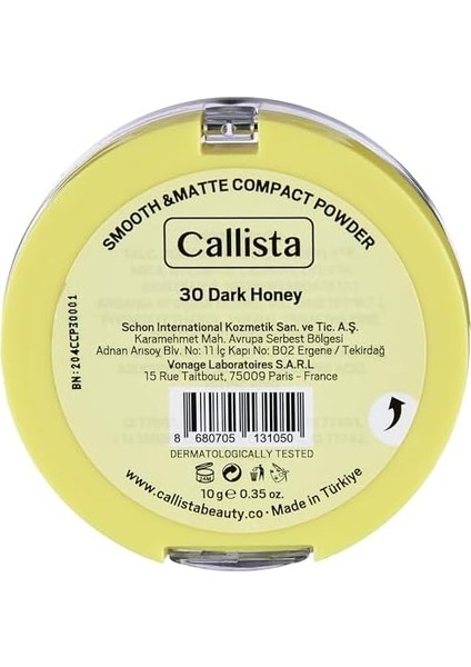 Callista Smooth Matte Compact Powder Mat Görünümlü Pudra 30 Dark Honey fiyatları