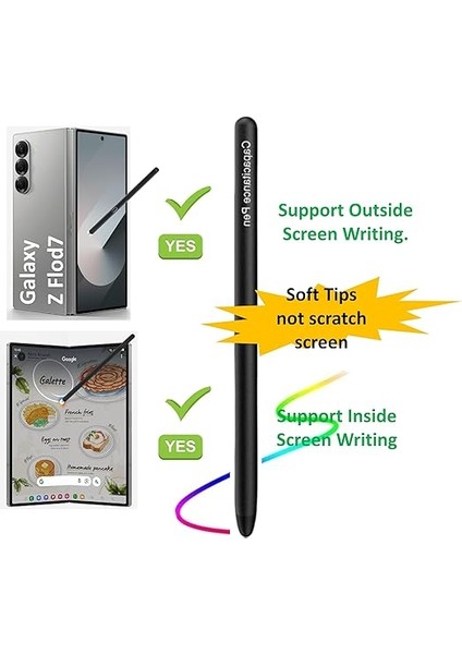 Galaxy Z Fold 7 5g Için Stylus Kalem, Hem Iç Hem De Dış Ekranı Destekler, S Pen Galaxy Fold 7 Telefonlarla Uyumlu Dokunmatik Ekran Stylus Kalem (Siyah) fiyatları