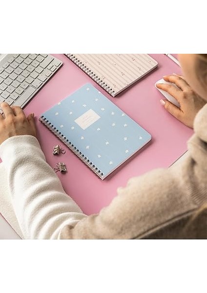 A5 Spiralli Karton Kapak Çizgili Okul Defteri 80 Yaprak 2'li Set - Ders Programlı - Kiraz modelleri