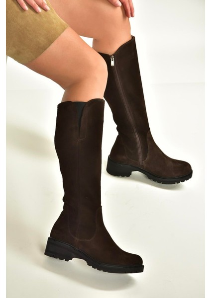 N654226102 Kahverengi Hakiki Deri Süet Günlük Kadın Çizme fiyatları