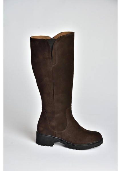 N654226102 Kahverengi Hakiki Deri Süet Günlük Kadın Çizme fırsatları