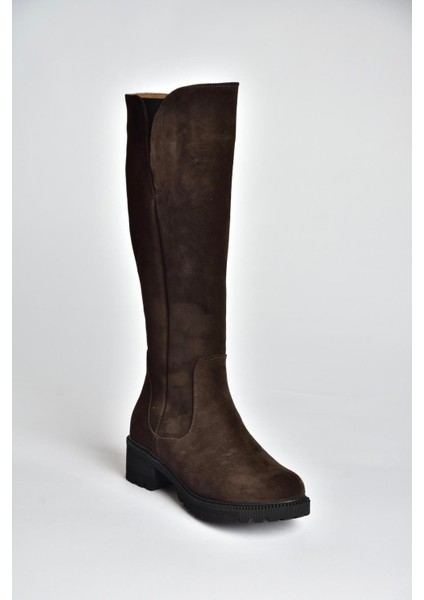 N654226102 Kahverengi Hakiki Deri Süet Günlük Kadın Çizme indirimleri