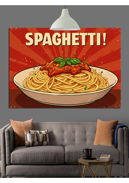 Makarna Spagetti Italyan Yemeği Dekoratif Kanvas - Mdf Ahşap Tablo fiyatları