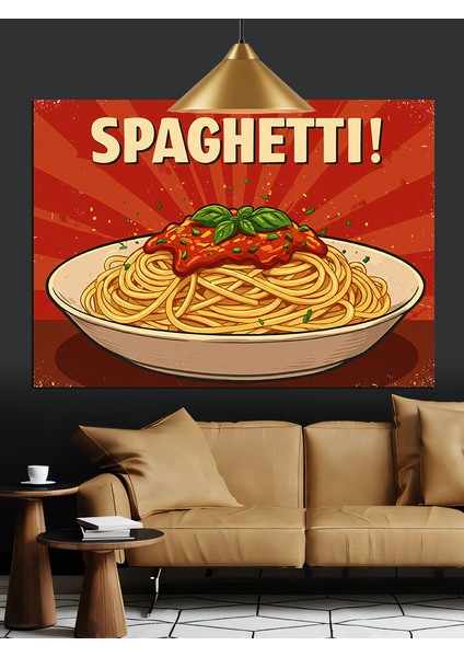 Makarna Spagetti Italyan Yemeği Dekoratif Kanvas - Mdf Ahşap Tablo indirimleri