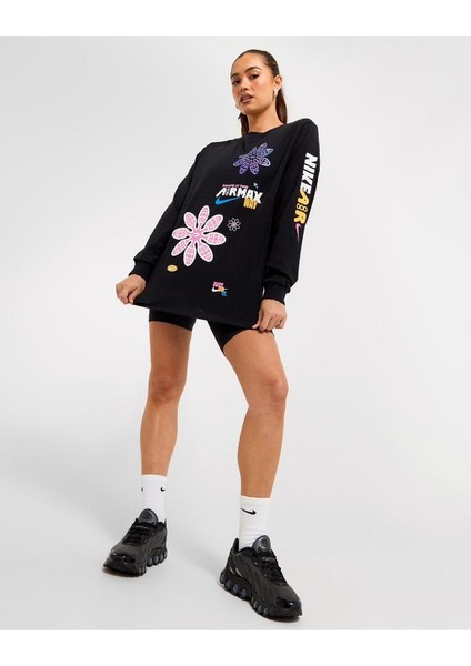 Sportswear Essentials ''air Max Wav Grahics'' Long-Sleeve Uzun Kollu Siyah Kadın T-Shirt indirimleri