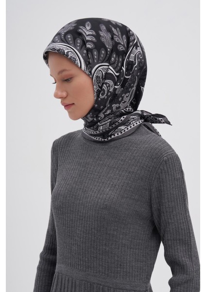 Emera Siyah Mulbary Ipek Eşarp modelleri