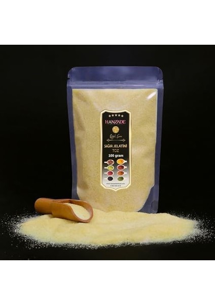 Hanzade Bitkisel Toz Jelatin 100 gr %100 Saf Sığır Jelatini 240 Bloom