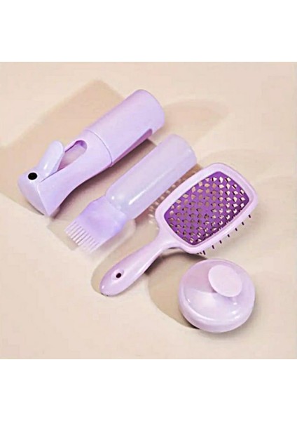 4 In 1 Saç Bakım Sprey Şişesi+Saç Bakım Yağı Uygulama Şişesi+Masaj Tarağı+Saç Açıcı Hollow Tarak Set (Mor) modelleri