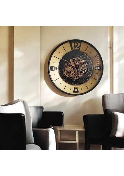 CRK-815 Premium Ahşap Dönen Çarklı Roma Rakamlı Duvar Saati 60 * 60 * 8 cm fiyatları