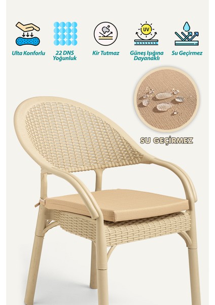 Su Geçirmez Sandalye Minderi Fermuarlı Bağcıklı 22 Dns Sünger
