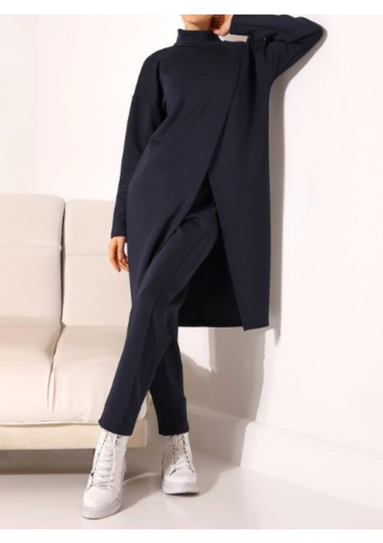 Siyah Dik Yaka Önü Çift Kat Tunik Pantolon Scuba Takım fiyatları