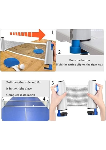 Masa Tenisi Ağı, Taşınabilir Geri Çekilebilir Ping Pong Ağı, Uzatılabilir Masa Tenisi Ağı, Ayarlanabilir Uzunluk 190 cm (Maks) x 15 cm fırsatları
