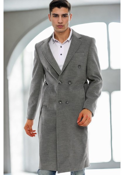 PLT8382 Dewberry Erkek Palto-Gri-2