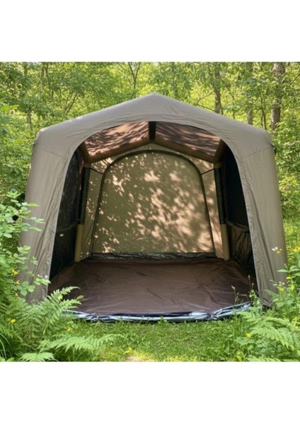 210D Oxford Soba Baca Çıkışlı Şişme Çadır 290X290XH220 Haki + Pompa Dahil