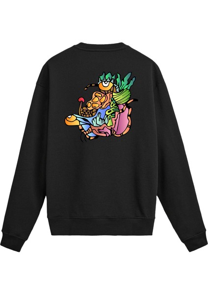 Sırt Baskılı Soyut Tasarımlı Sweatshirt