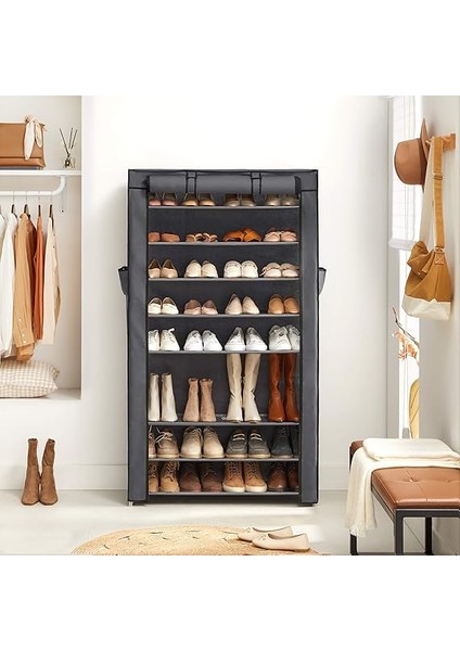 Toz Geçirmez Örtülü 10 Katlı Ayakkabı Rafı, 88X28X160 Cm, Gri, RXJ36G modelleri