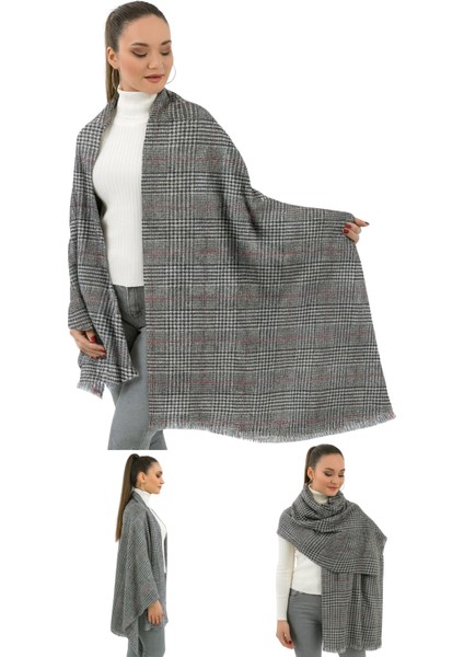 1 Adet Kadın Büyük Bedene Uygun Yumuşak Dokulu Kışlık Desenli Atkı Omuz Şalı